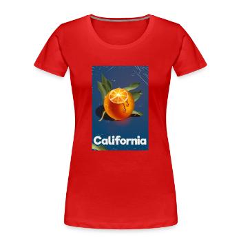 California Oranges travel poster - Women's Premium Organic T-Shirt - red - Front - Mia (176cm)