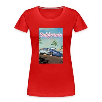 Affiche de voyage en voiture ancienne en Californie - T-shirt bio Premium Femme - rouge - Devant - Mia (176cm)