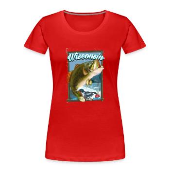 Wisconsin By Air Fishing travel poster - Women's Premium Organic T-Shirt - red - Front - Mia (176cm)