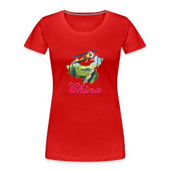 China Great Wall travel poster - Women's Premium Organic T-Shirt - red - Front - Mia (176cm)