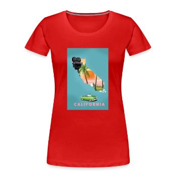 California Movies travel map - Women's Premium Organic T-Shirt - red - Front - Mia (176cm)