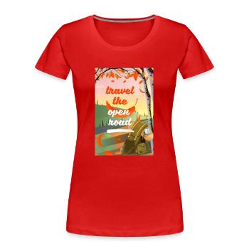 Travel The Open Road - Women's Premium Organic T-Shirt - red - Front - Mia (176cm)