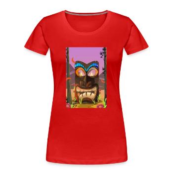 Tiki Mask - Women's Premium Organic T-Shirt - red - Front - Mia (176cm)