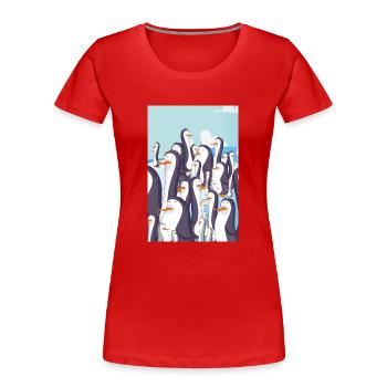 Cute Cartoon Penguins - Women's Premium Organic T-Shirt - red - Front - Mia (176cm)