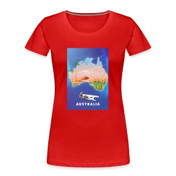 Australia travel map - Women's Premium Organic T-Shirt - red - Front - Mia (176cm)