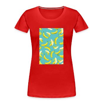 Bananen-Muster - Frauen Premium Bio T-Shirt - Rot - Vorne - Mia (176cm)