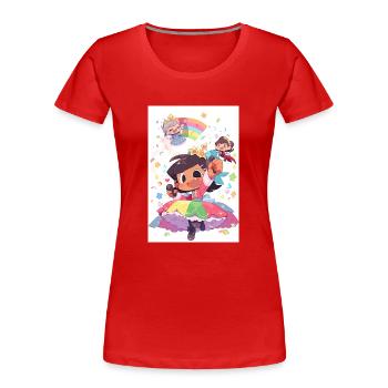 Diverse Pride Trio : Célébrer l’amitié et - T-shirt bio Premium Femme - rouge - Devant - Mia (176cm)