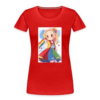 Célébration de la fierté diversifiée: Cute Anime Girl - T-shirt bio Premium Femme - rouge - Devant - Mia (176cm)