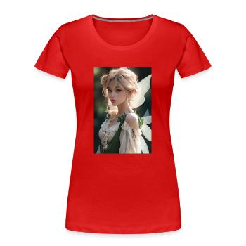 Emerald Enchantment: Beautiful Fairy Girl in - Women's Premium Organic T-Shirt - red - Front - Mia (176cm)