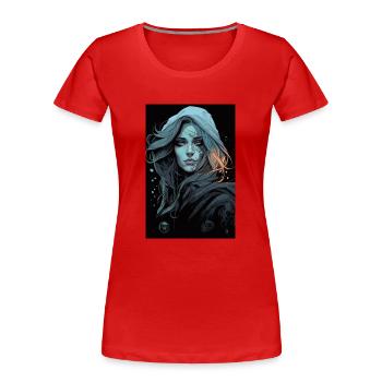 Dunkler Stil - Frauen Premium Bio T-Shirt - Rot - Vorne - Mia (176cm)
