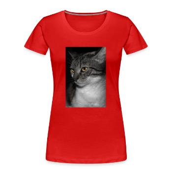 The cat with the sweet look - Women's Premium Organic T-Shirt - red - Front - Mia (176cm)