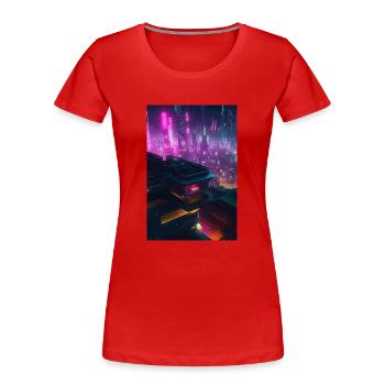 Cityscape 2.0: The future of the urban world. - Women's Premium Organic T-Shirt - red - Front - Mia (176cm)