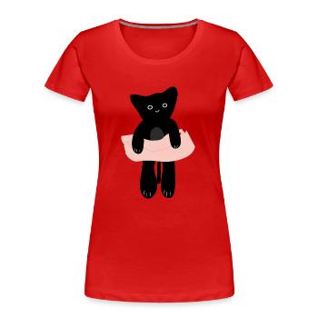 Babykatze in der menschlichen Handfläche5 - Frauen Premium Bio T-Shirt - Rot - Vorne - Mia (176cm)