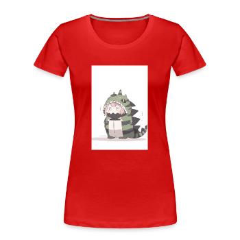 Dino Cutie: Charmante Zeichnung eines süßen Anime-Mädchens - Frauen Premium Bio T-Shirt - Rot - Vorne - Mia (176cm)