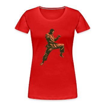Kraftvolles Karate-Design für Martial-Arts-Fans - Frauen Premium Bio T-Shirt - Rot - Vorne - Mia (176cm)