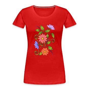 Blumen - Frauen Premium Bio T-Shirt - Rot - Vorne - Mia (176cm)