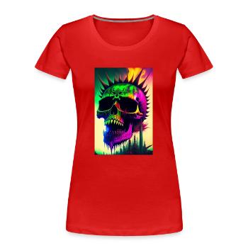 Crâne métallique - T-shirt bio Premium Femme - rouge - Devant - Mia (176cm)