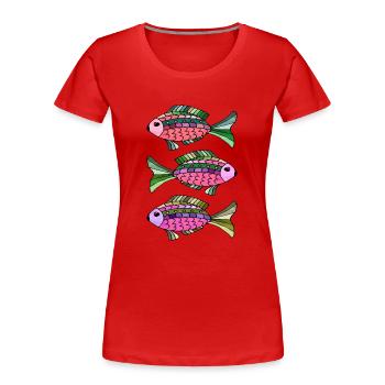 Poissons - T-shirt bio Premium Femme - rouge - Devant - Mia (176cm)