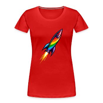 Fusée arc-en-ciel | Lancement d’une fusée - T-shirt bio Premium Femme - rouge - Devant - Mia (176cm)