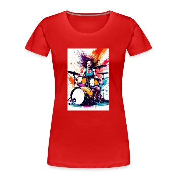Female Drummer #1 - Women's Premium Organic T-Shirt - red - Front - Mia (176cm)