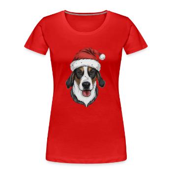Dog with Santa hat - Women's Premium Organic T-Shirt - red - Front - Mia (176cm)