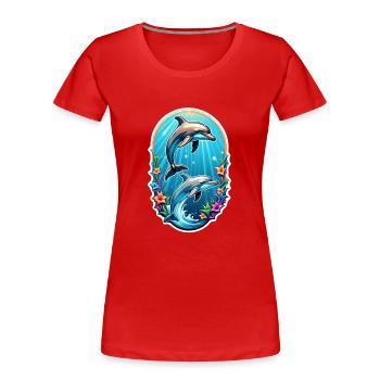 Dolphin & Ocean - Women's Premium Organic T-Shirt - red - Front - Mia (176cm)