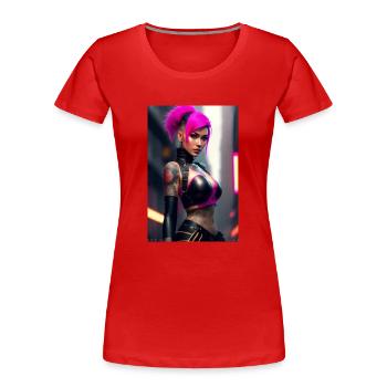 Fille cyberpunk - T-shirt bio Premium Femme - rouge - Devant - Mia (176cm)
