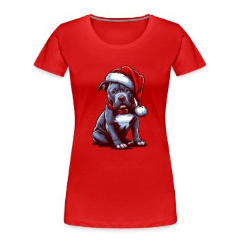 Pitbull Réveillon de Noël - T-shirt bio Premium Femme - rouge - Devant - Mia (176cm)