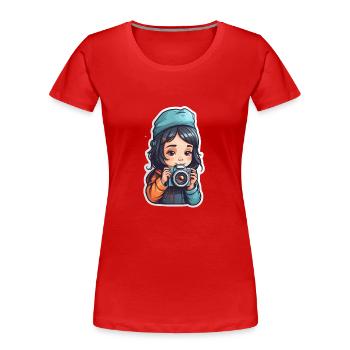 Snapshot Dreams - T-shirt bio Premium Femme - rouge - Devant - Mia (176cm)