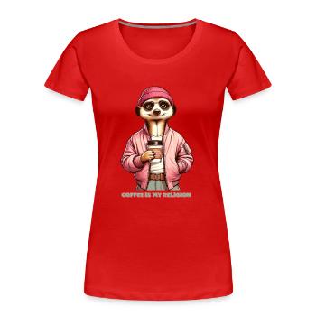 Coffee is my religion - Women's Premium Organic T-Shirt - red - Front - Mia (176cm)