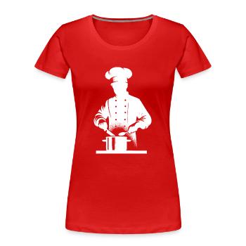 Küchenkoch und Hobbykoch Silhouette Portrait - Frauen Premium Bio T-Shirt - Rot - Vorne - Mia (176cm)