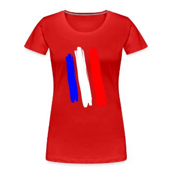 Frankreich France Statement Schriftzug mit Fahne - Frauen Premium Bio T-Shirt - Rot - Vorne - Mia (176cm)