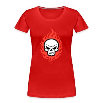 Totenkopf in Flammen - Frauen Premium Bio T-Shirt - Rot - Vorne - Mia (176cm)