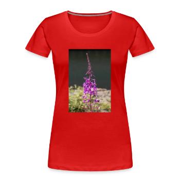 épilobe à feuilles étroites également herbe de saule également rose rose - T-shirt bio Premium Femme - rouge - Devant - Mia (176cm)