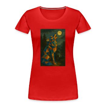 Wolf heult Mond an - Frauen Premium Bio T-Shirt - Rot - Vorne - Mia (176cm)