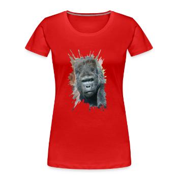 Pose saisissante de Silverback Gorilla Dishi - T-shirt bio Premium Femme - rouge - Devant - Mia (176cm)