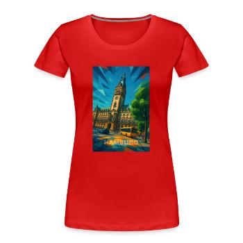 RATHAUS de Hambourg – Splendeur de la Ligue hanséatique - T-shirt bio Premium Femme - rouge - Devant - Mia (176cm)