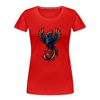 Phoenix – Feurige Wiedergeburt | Urbanes Zodiac-Maskottchen - Frauen Premium Bio T-Shirt - Rot - Vorne - Mia (176cm)