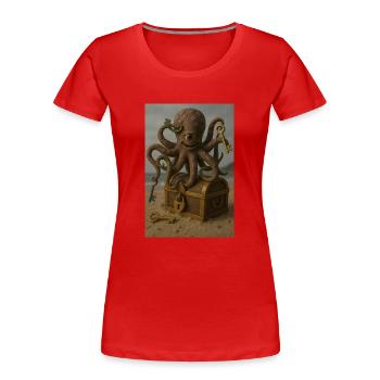 Tintenfisch - Frauen Premium Bio T-Shirt - Rot - Vorne - Mia (176cm)