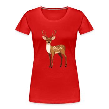 Cerf fier - T-shirt bio Premium Femme - rouge - Devant - Mia (176cm)