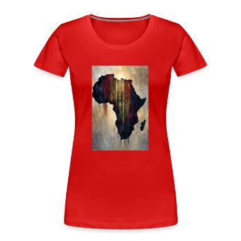 Africa Map Tribal Art Print - Women's Premium Organic T-Shirt - red - Front - Mia (176cm)