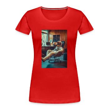 Astronaute froid au bureau - T-shirt bio Premium Femme - rouge - Devant - Mia (176cm)