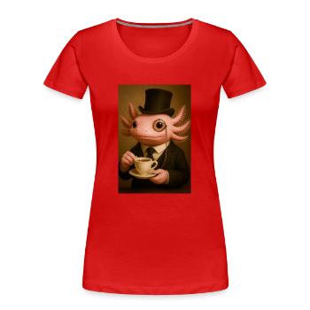 Dapper Axolotl with Coffee - Women's Premium Organic T-Shirt - red - Front - Mia (176cm)