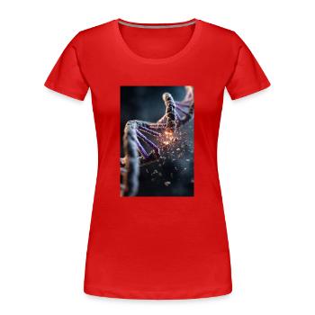 Explosion de la dégradation de l’ADN - T-shirt bio Premium Femme - rouge - Devant - Mia (176cm)