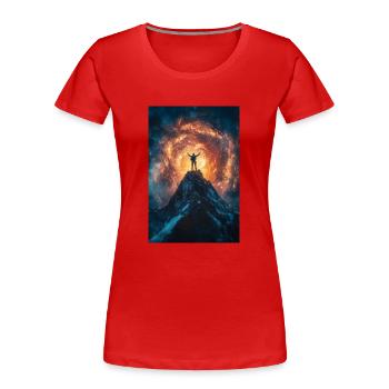 Sous le feu cosmique - T-shirt bio Premium Femme - rouge - Devant - Mia (176cm)