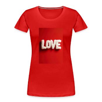 Amour poilu sur fond rouge - T-shirt bio Premium Femme - rouge - Devant - Mia (176cm)