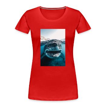 Mega Shark Close-Up Encounter - Women's Premium Organic T-Shirt - red - Front - Mia (176cm)