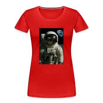Mondlandung Hoax Konzeptkunst - Frauen Premium Bio T-Shirt - Rot - Vorne - Mia (176cm)