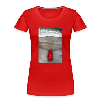 Red Boat on Grey Shore - Women's Premium Organic T-Shirt - red - Front - Mia (176cm)