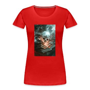 Entfesseltes Spukwissen - Frauen Premium Bio T-Shirt - Rot - Vorne - Mia (176cm)